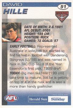 2005 Select Herald Sun AFL #51 David Hille Back